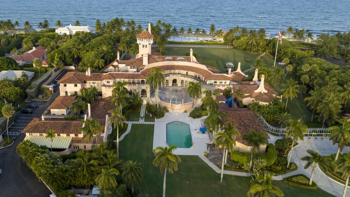 An aerial view of former President Trump's Mar-a-Lago estate.