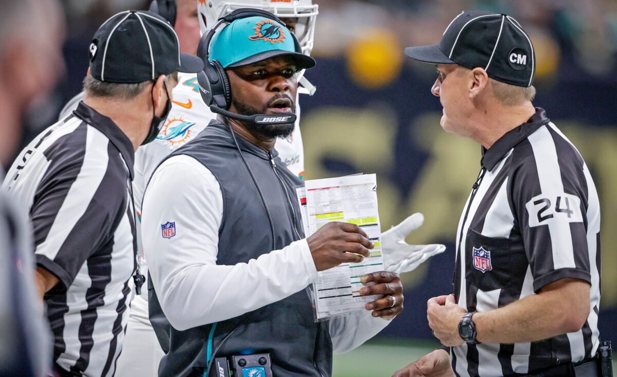 Miami Dolphins head coach Brian Flores