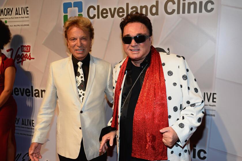 LAS VEGAS, NV - APRIL 26: Siegfried Fischbacher (L) and Roy Horn attend the 18th annual Keep Memory Alive "Power of Love Gala" benefit for the Cleveland Clinic Lou Ruvo Center for Brain Health honoring Gloria Estefan and Emilio Estefan Jr. at the MGM Grand Garden Arena on April 26, 2014 in Las Vegas, Nevada. (Photo by Ethan Miller/Getty Images for Keep Memory Alive)