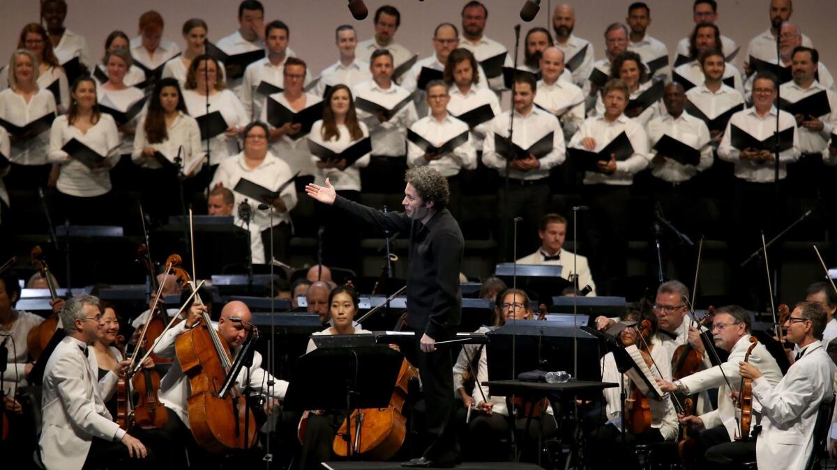Gustavo Dudamel conducts a Wagner program with the Los Angeles Philharmonic and Master Chorale at the Hollywood Bowl on Thursday.