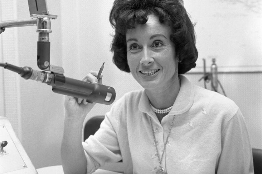 LOS ANGELES - OCTOBER 30: KNX Radio program, the "Ruth and Pat Show". Pictured is on air personality Ruth Ashton Taylor. October 30, 1963. Hollywood, CA. (Photo by CBS via Getty Images)