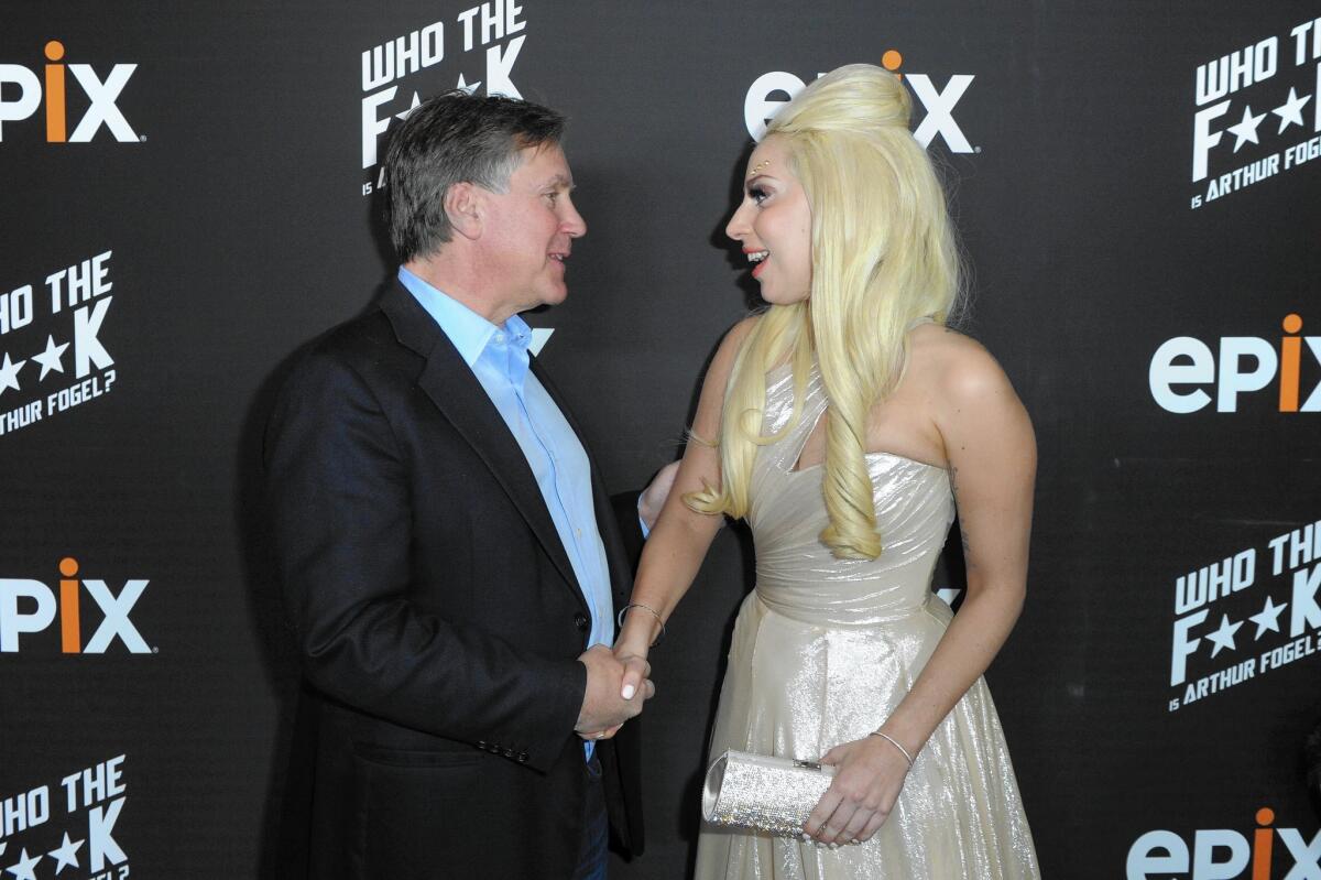 Epix Chief Executive Mark Greenberg with musician Lady Gaga last year, at the screening of an Epix documentary on music promoter Arthur Fogel.