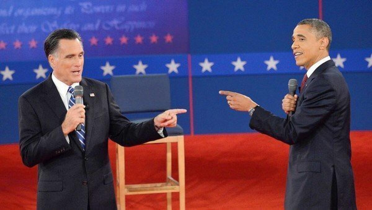 Mitt Romney and President Obama joust in last week’s debate. They’ll meet again Monday evening