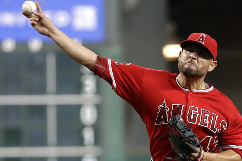 Angels starter Ricky Nolasco struck out five and walked one in seven innings against the Astros on Thursday.