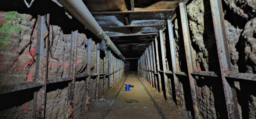 The interior of an underground tunnel