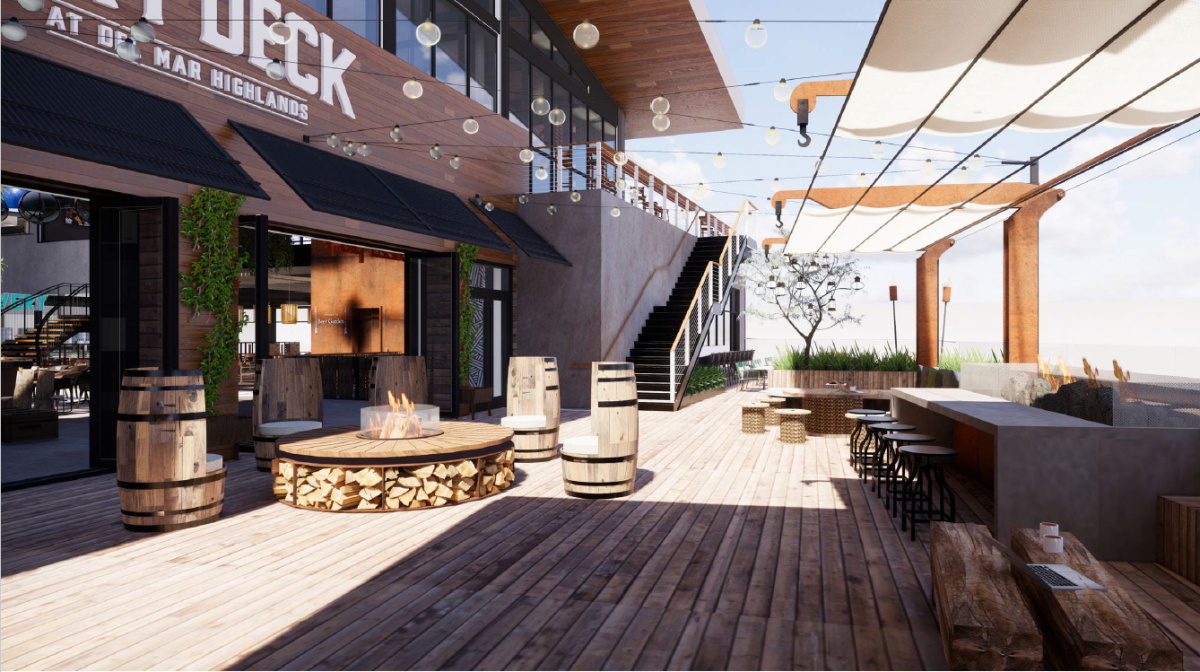 Del Mar Highland's Town Center's coming-next-year Sky Deck will include eight to 10 dining destinations, a central cocktail bar and an elevated outdoor brewer’s deck.
