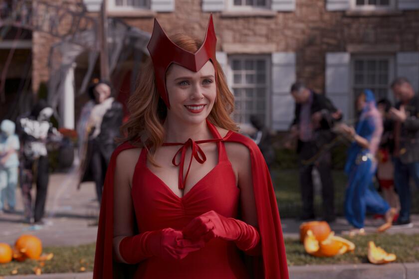 Elizabeth Olsen in a Scarlet Witch costume in "WandaVision"