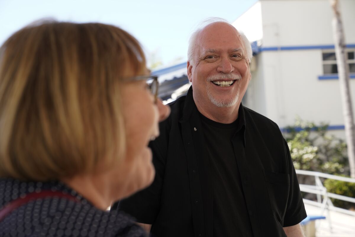 J. Michael Straczynski meets with Rochelle Terry, his former English teacher. 'I know it sounds like b.s., but it's not,' he told her. 'It's all true — the right teacher at the right place can make all the difference.'
