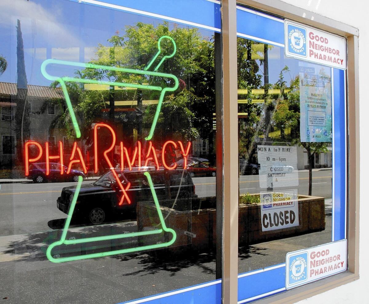 The California Board of Pharmacy has temporarily suspended a pharmacist who owns two drugstores in Glendale from working as a pharmacist-in-charge at any pharmacy, including this one at 1122A E. Chevy Chase in Glendale on Friday, June 20, 2014.