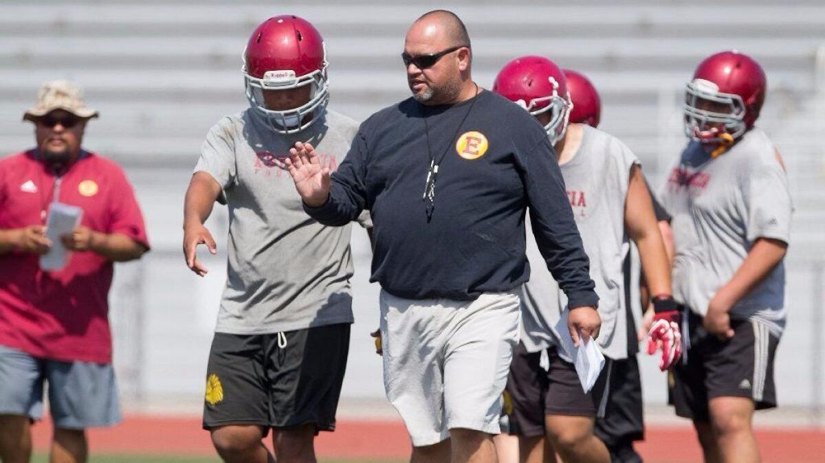 Estancia High football coach Mike Bargas is 7-3 in season openers. The Eagles kick off the season Thursday night against Loara.