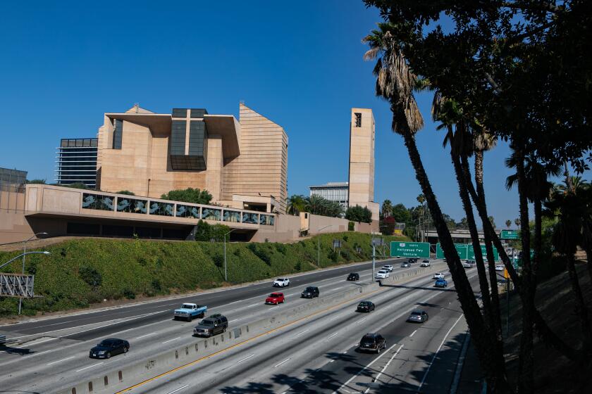 LOS ANGELES, CA - JUNE 26: The Cathedral of Our Lady of the Angels on the Sunday after the Supreme Court's decision to overturn Roe vs. Wade on Sunday, June 26, 2022 in Los Angeles, CA. (Jason Armond / Los Angeles Times)