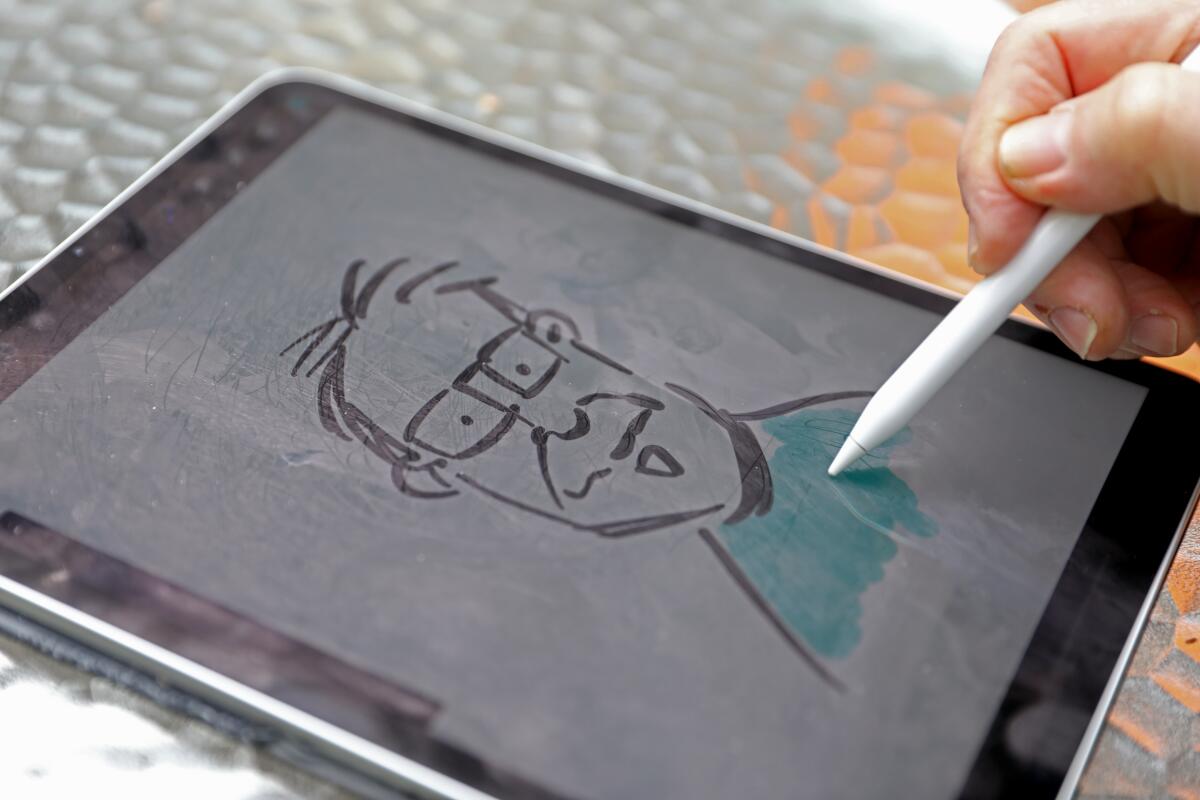 Gary Handman sketches on his iPad