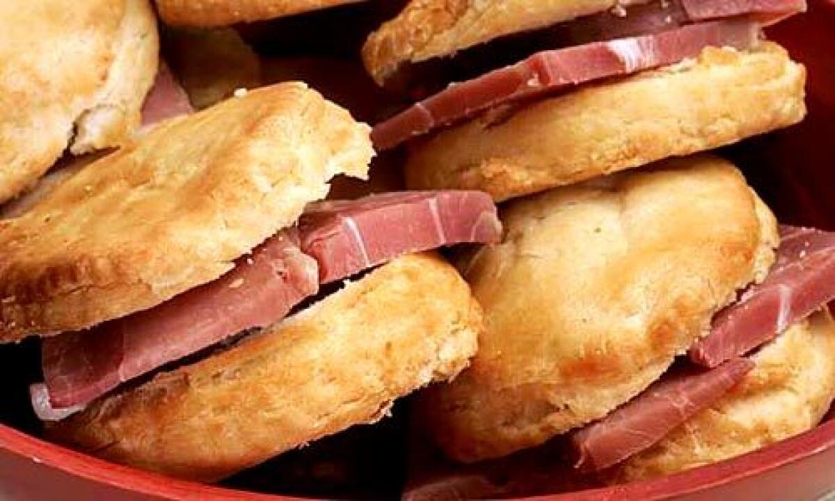 SOUTHERN FAVORITE: Sliced ham and biscuits.