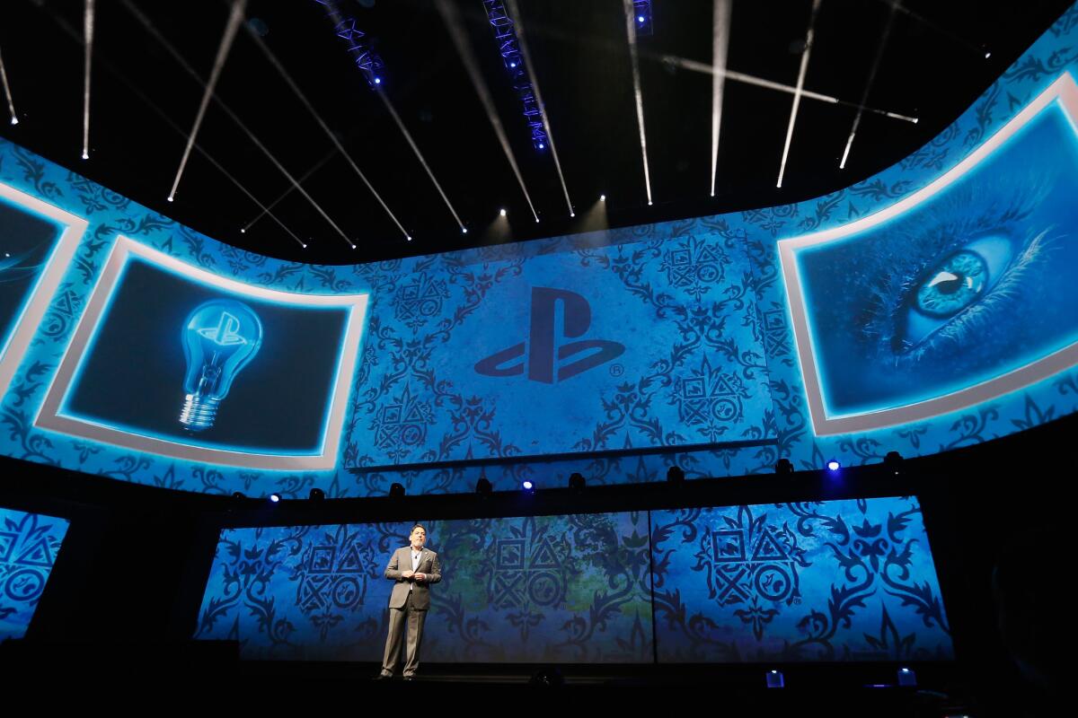President and CEO at Sony Computer Entertainment America, Shawn Layden, speaks during the Sony E3 press conference at the L.A. Convention Center.