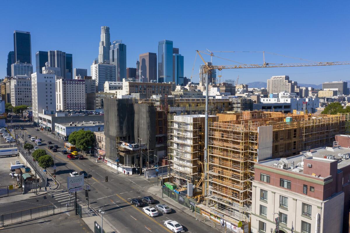 Buildings under construction in downtown L.A.