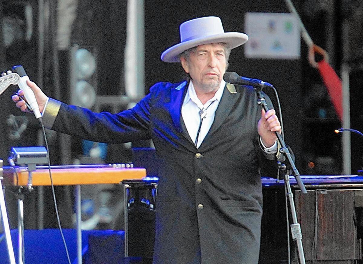 Bob Dylan performing at "Les Vieilles Charrues" Festival in Carhaix, western France, on July 22, 2012.