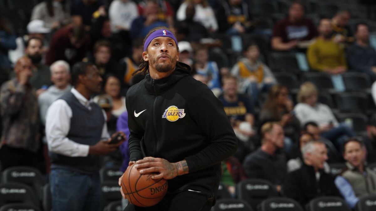 Lakers forward Michael Beasley in the first half of a game on Tuesday in Denver.