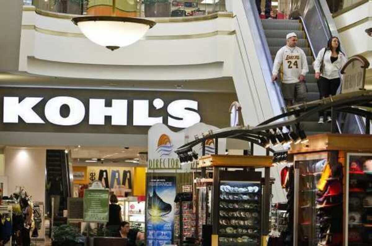 A Kohl's store at the South Bay Galleria in Redondo Beach. The parent chain said it would hire more than 52,700 seasonal workers for the holiday shopping season.