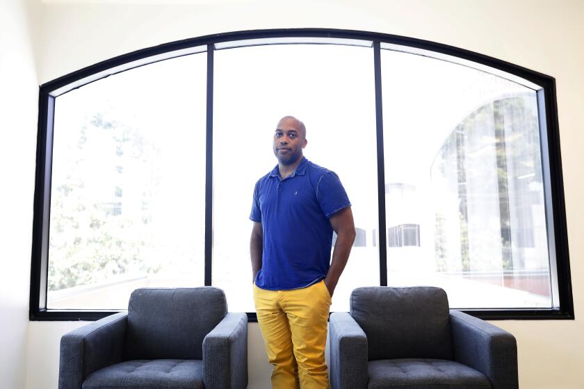 Rasheed Newson, who is running for a board seat with WGA West, is photographed in Los Angeles on Wednesday, July 17, 2019. (Christina House / Los Angeles Times)