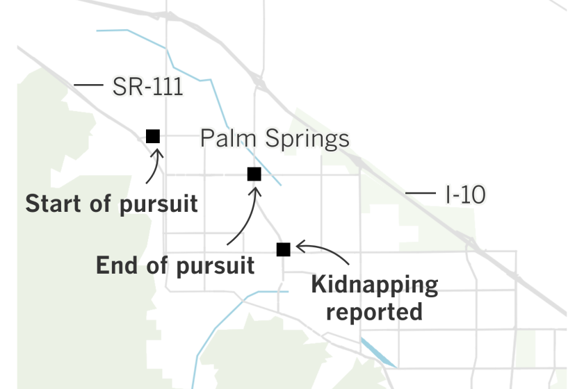 Location of kidnapping and police pursuit in Palm Springs