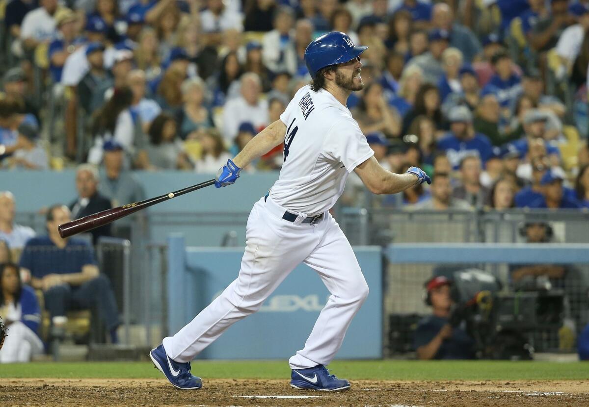 Dan Haren hits a three-run double in the fourth inning to give the Dodgers a 6-3 lead. Haren earned his seventh win of the season while giving up three earned runs on eight hits over 6 1/3 innings as the Dodgers dropped the Diamondbacks, 6-4.