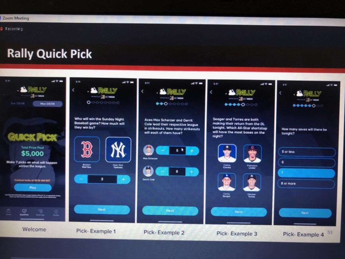 A screen shot of a Rally Quick Pick.
