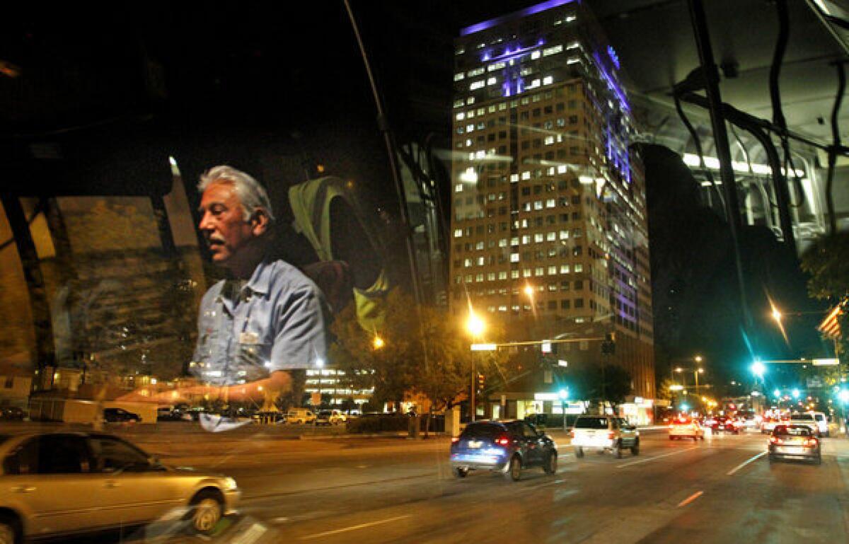 Gerardo Herrejon, 68 drives his city bus along Central Avenue in Glendale.