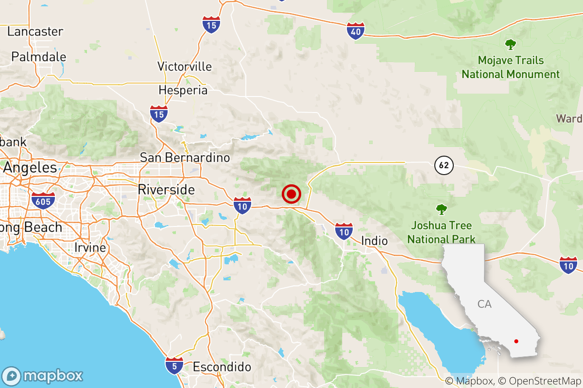 Map of magnitude 3.1 earthquake near Desert Hot Springs, Calif.
