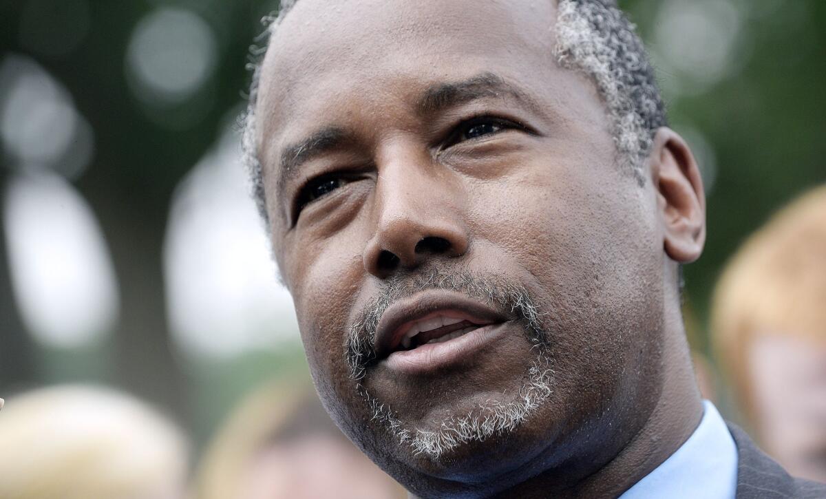 WASHINGTON, DC - JULY 28: Republican presidential candidate Dr. Ben Carson attends a anti-abortion rally opposing federal funding for Planned Parenthood in front of the U.S. Capitol July 28, 2015 in Washington, DC. Planned Parenthood faces mounting criticism amid the release of videos by a pro-life group and demands to vote in the Senate to stop funding. (Photo by Olivier Douliery/Getty Images) ** OUTS - ELSENT, FPG - OUTS * NM, PH, VA if sourced by CT, LA or MoD **