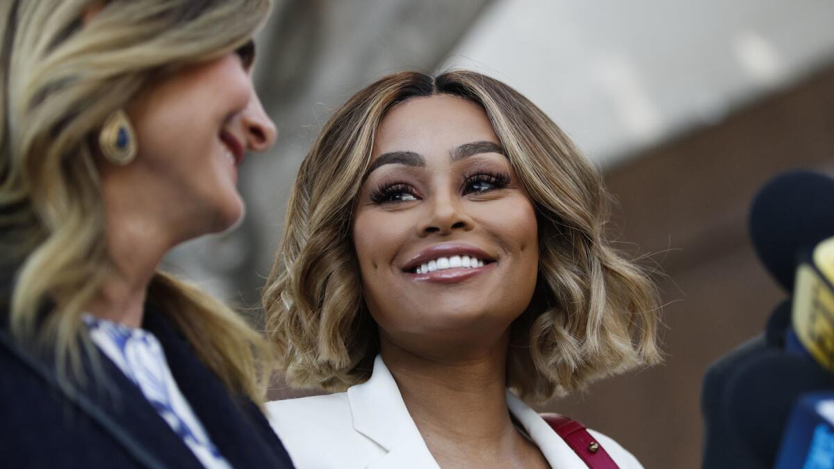 Blac Chyna, right, appears with attorney Lisa Bloom on July 10.
