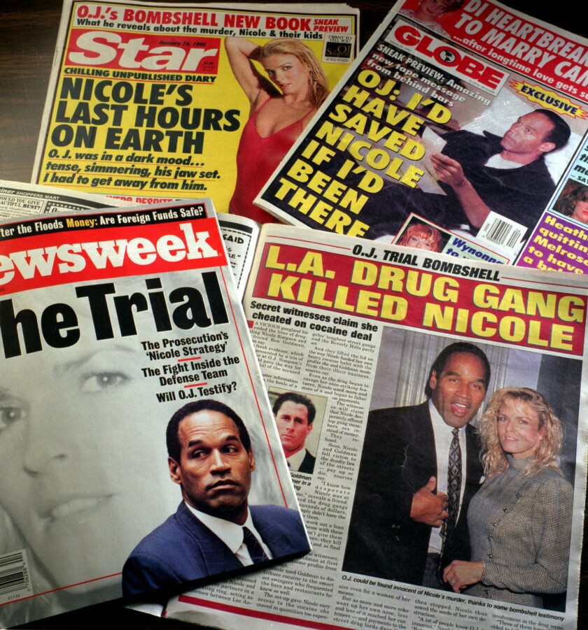 En række forskellige publikationer tilbød ugentlige retter om O.J. Simpson-sagen i 1995.