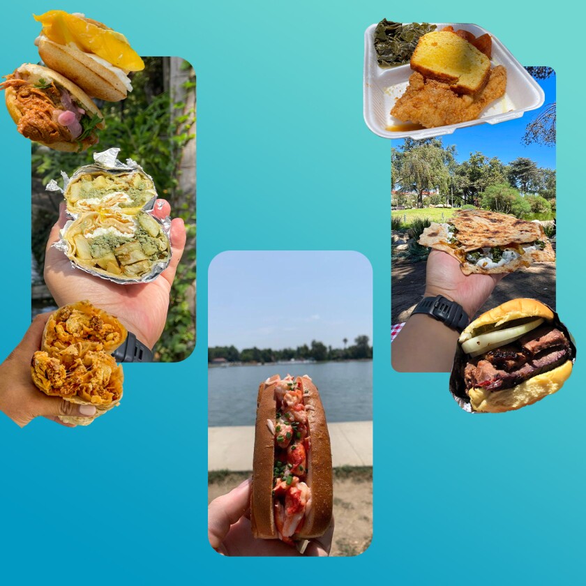 A variety of takeout meals.