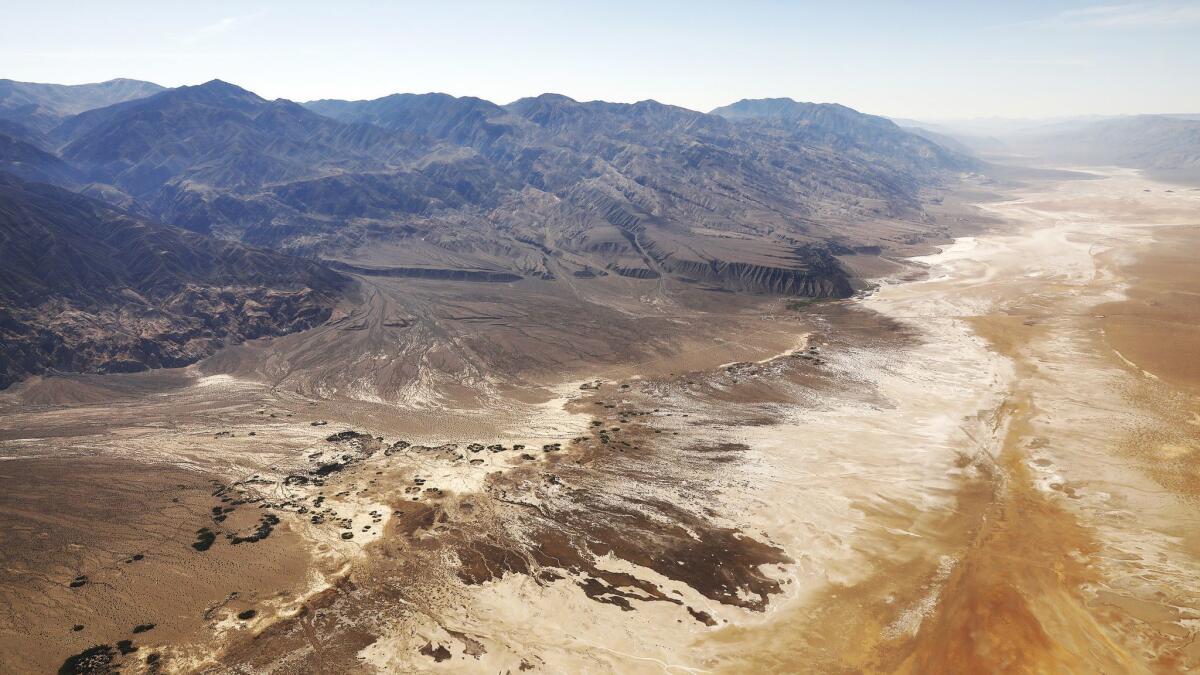Aerial view looking south of the Panamint Mountains in Panamint Valley.