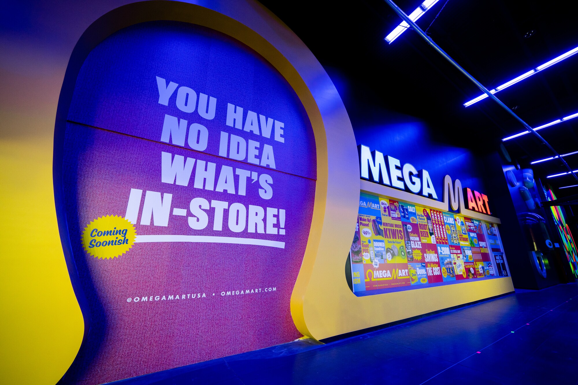 The completed Omega Mart facade.