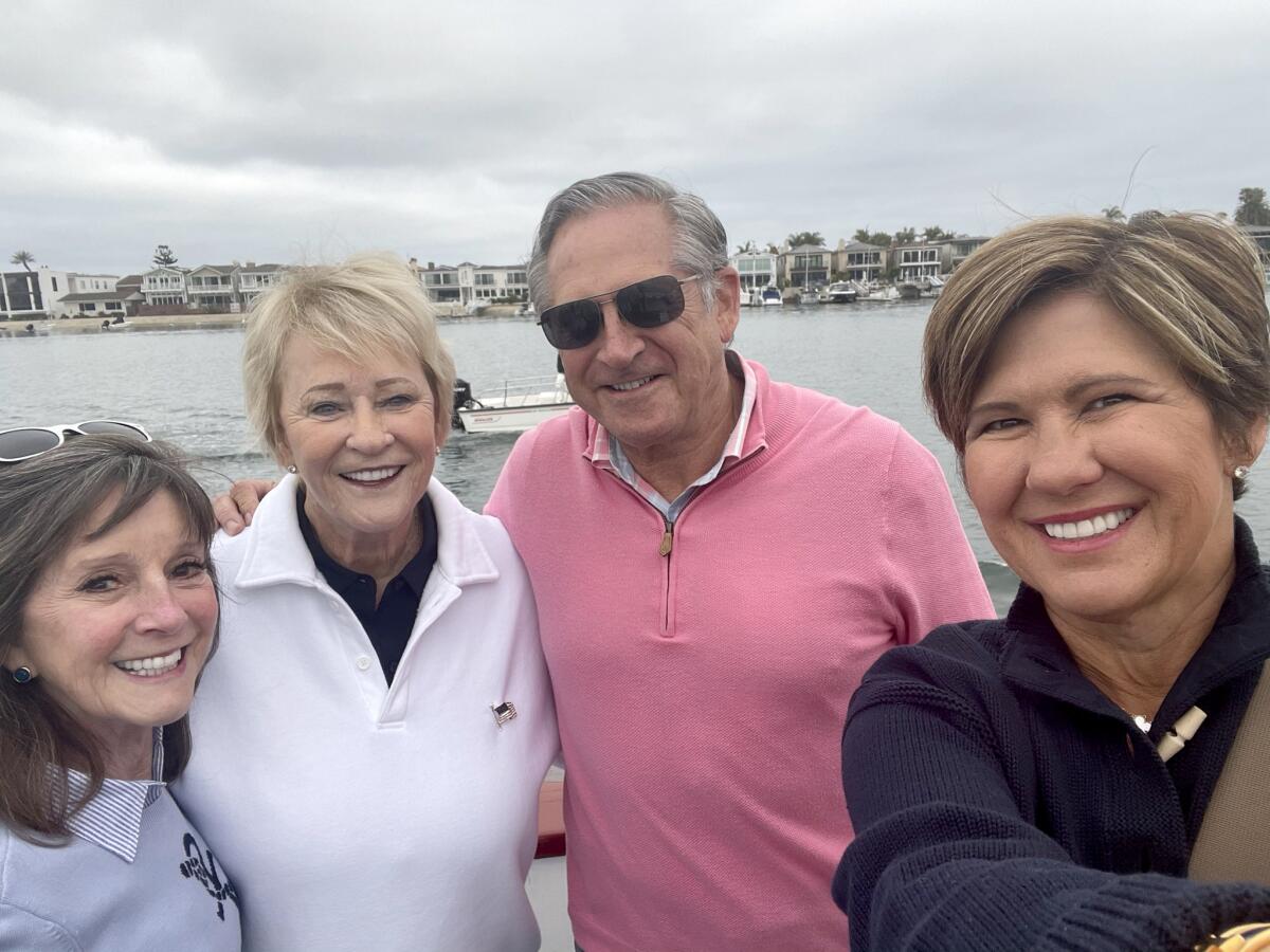Donna Sebring, Shirley Pepys, Walter Sebring and Renee Pepys Lowe tour  Newport Harbor, May 2021.
