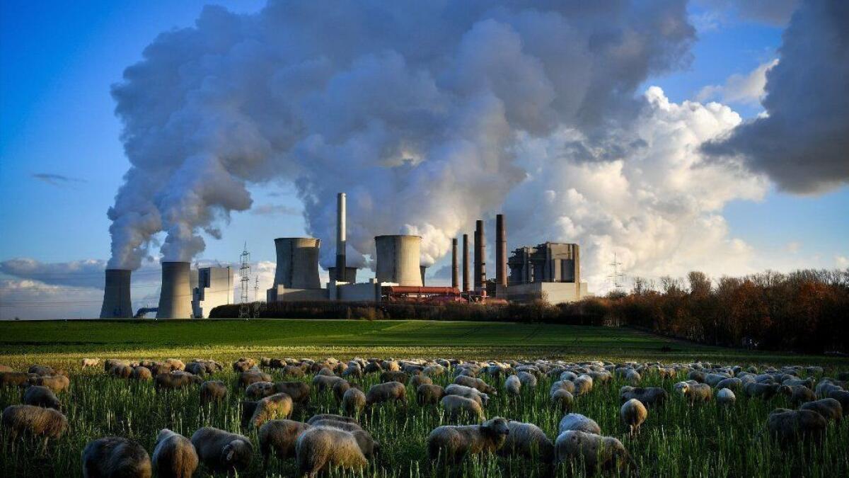 Steam rises from a coal-fired power plant in western Germany.