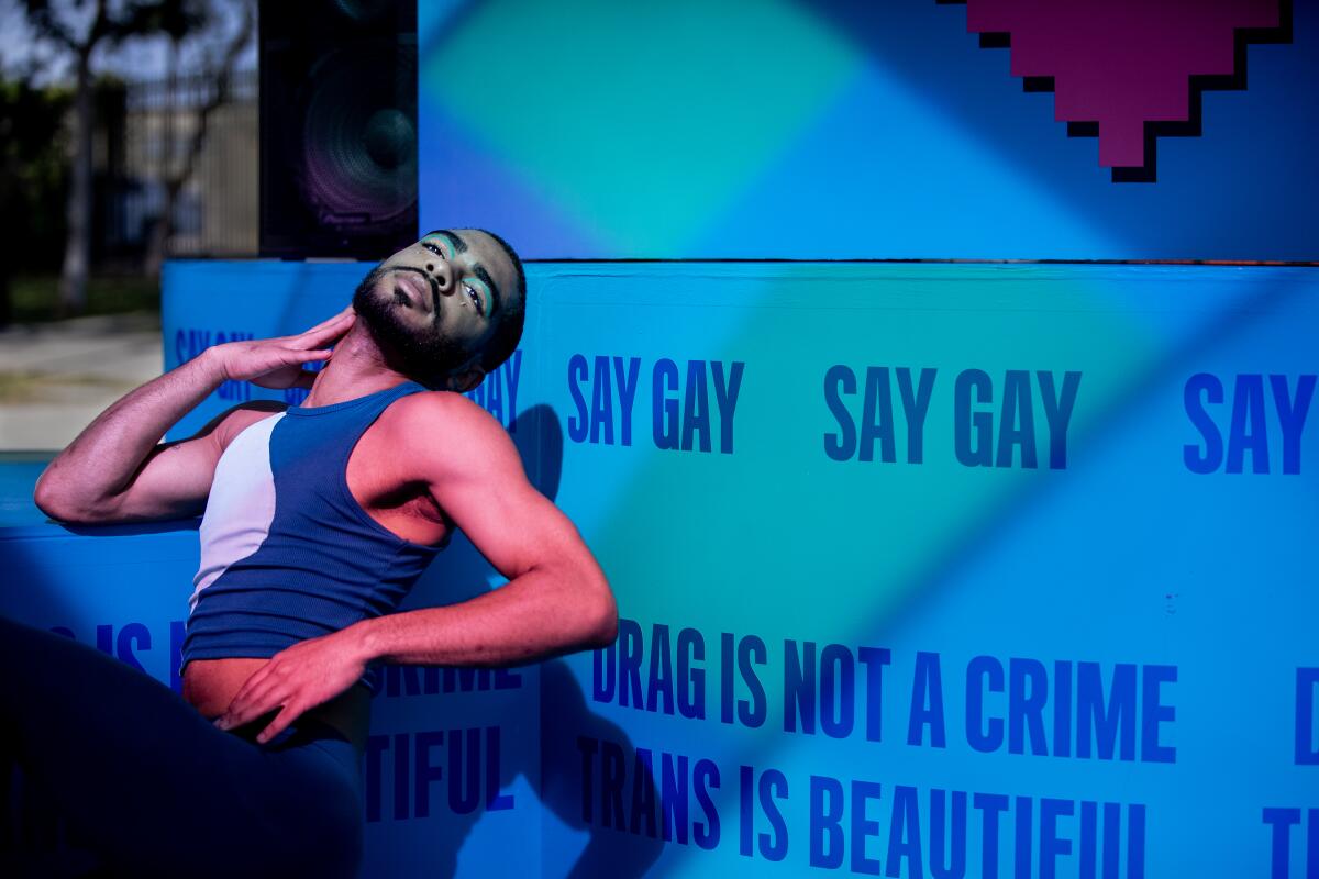 A dancer performs during the 2023 WeHo Pride Festival.
