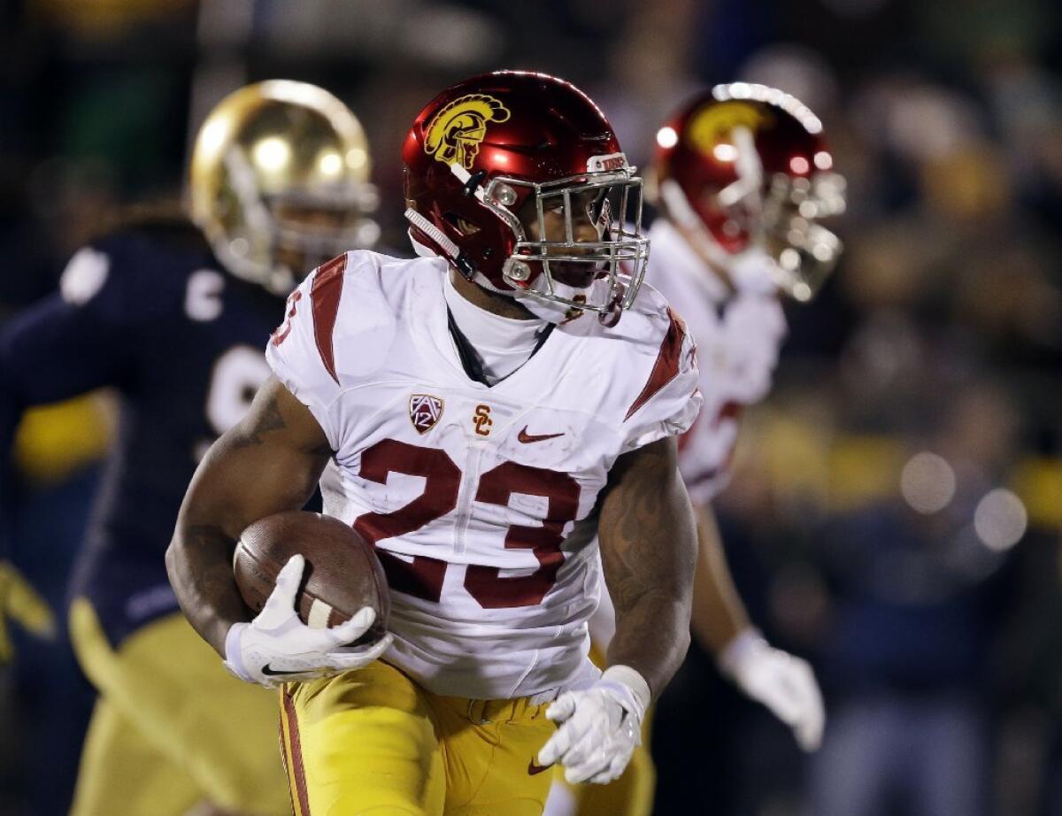 USC running back Tre Madden looks to run during a game against Notre Dame on Oct. 17.