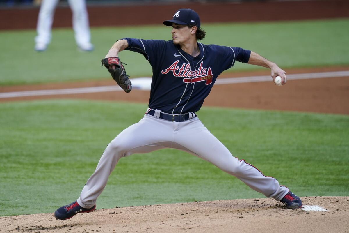 Atlanta Braves starting pitcher Max Fried throws during the first inning.