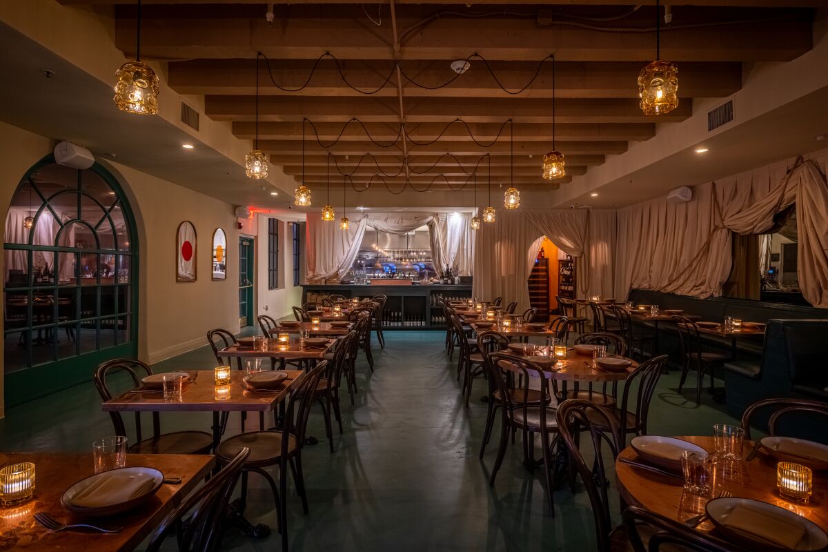 inside of a dimly lit restaurant