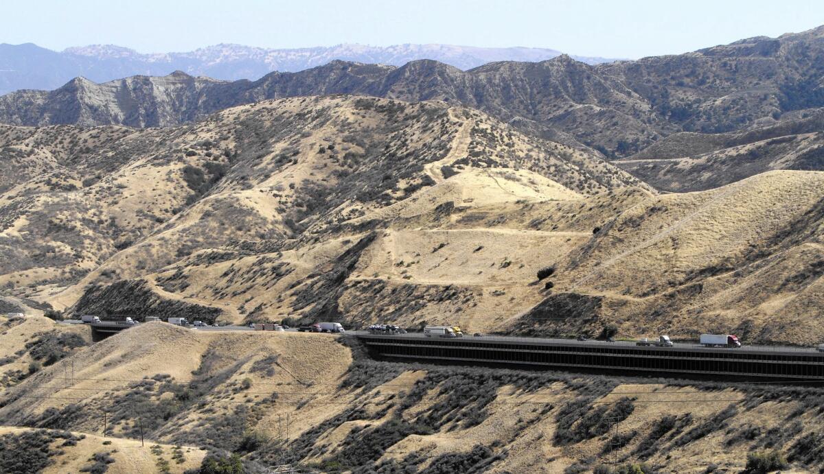A scenic view of Interstate 5 from Old Ridge Route. Harrison Scott, executive director of the Ridge Route Preservation Organization, has tried for 25 years to preserve the old highway that connected Los Angeles County and the San Joaquin Valley.