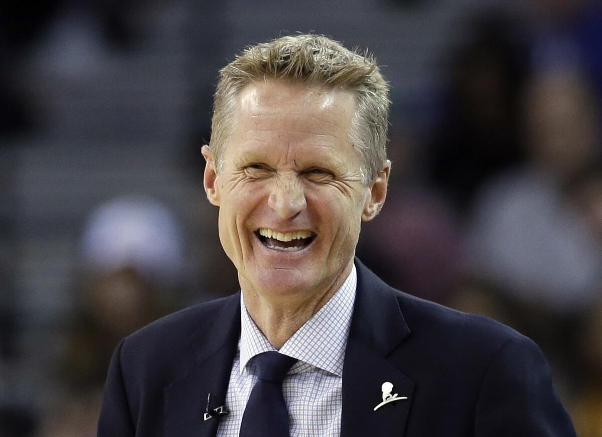 Steve Kerr coaches the Golden State Warriors against the Clippers on March 23.