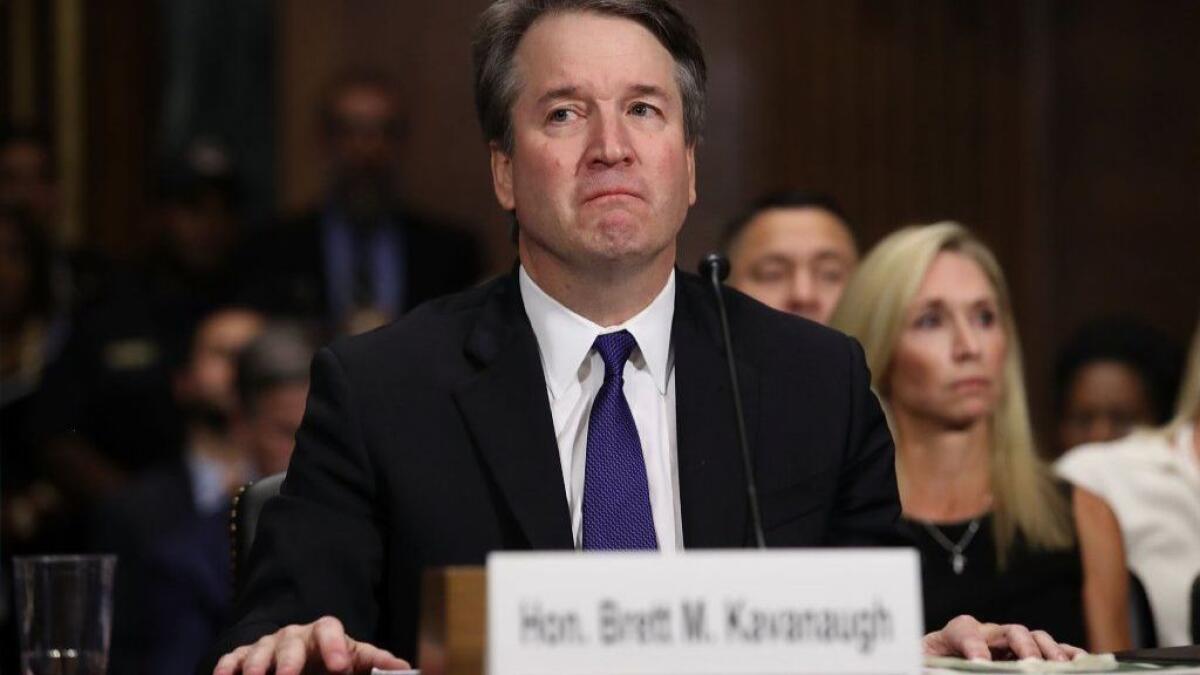 Judge Brett Kavanaugh testifies to the Senate Judiciary Committee on Sept. 27.