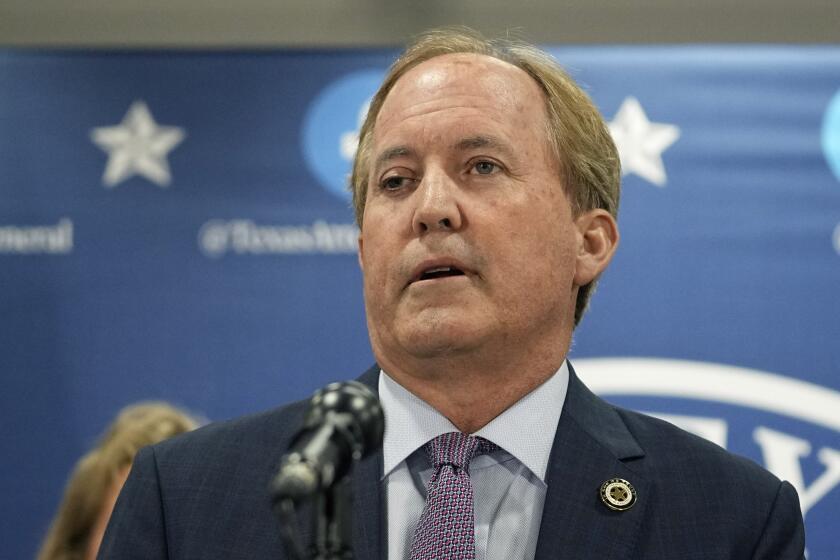 FILE - Texas state Attorney General Ken Paxton makes a statement at his office in Austin, Texas, on May 26, 2023. Paxton's long-delayed trial on securities fraud charges from 2015 will take place in Houston, a court ruled Wednesday, June 14, dealing the Republican another setback as he awaits a separate impeachment trial. (AP Photo/Eric Gay, File)
