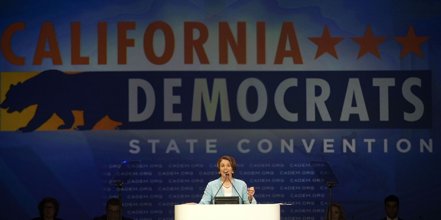 House Democratic Leader Nancy Pelosi speaks at the California Democratic Convention.
