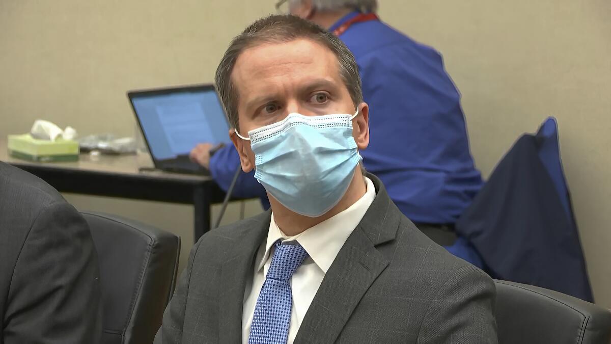 Derek Chauvin in a Minnesota courtroom