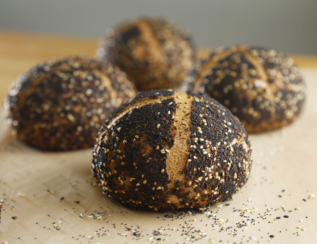 Barbara Zeiss's Everything Bagel Blend gluten-free and vegan bread at Plantiful Kitchen in Carlsbad.