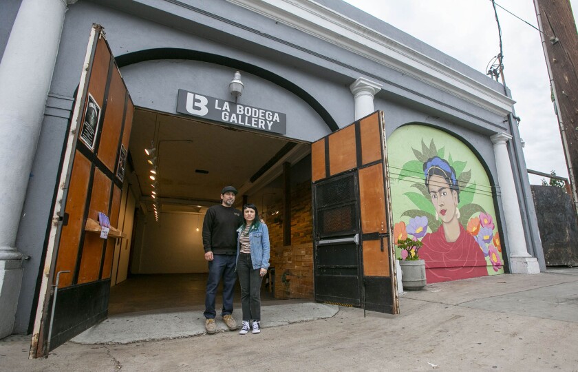 After six years in their current space, Soni-Lopez Chavez and Chris Zertuche are being priced out of their "La Bodega Gallery" in Barrio Logan after they were informed of a rent increase that they cannot afford, making them another casualty to the gentrification of Barrio Logan and Logan Avenue. They were photographed on Tuesday, Dec. 3, 2019.