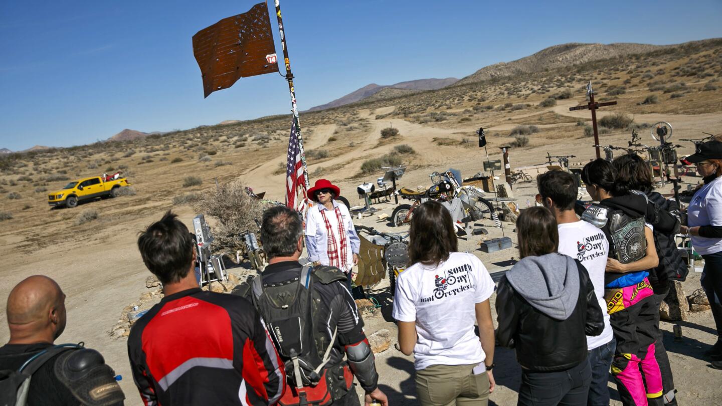 Mojave Desert memorial to fallen motorcycle riders