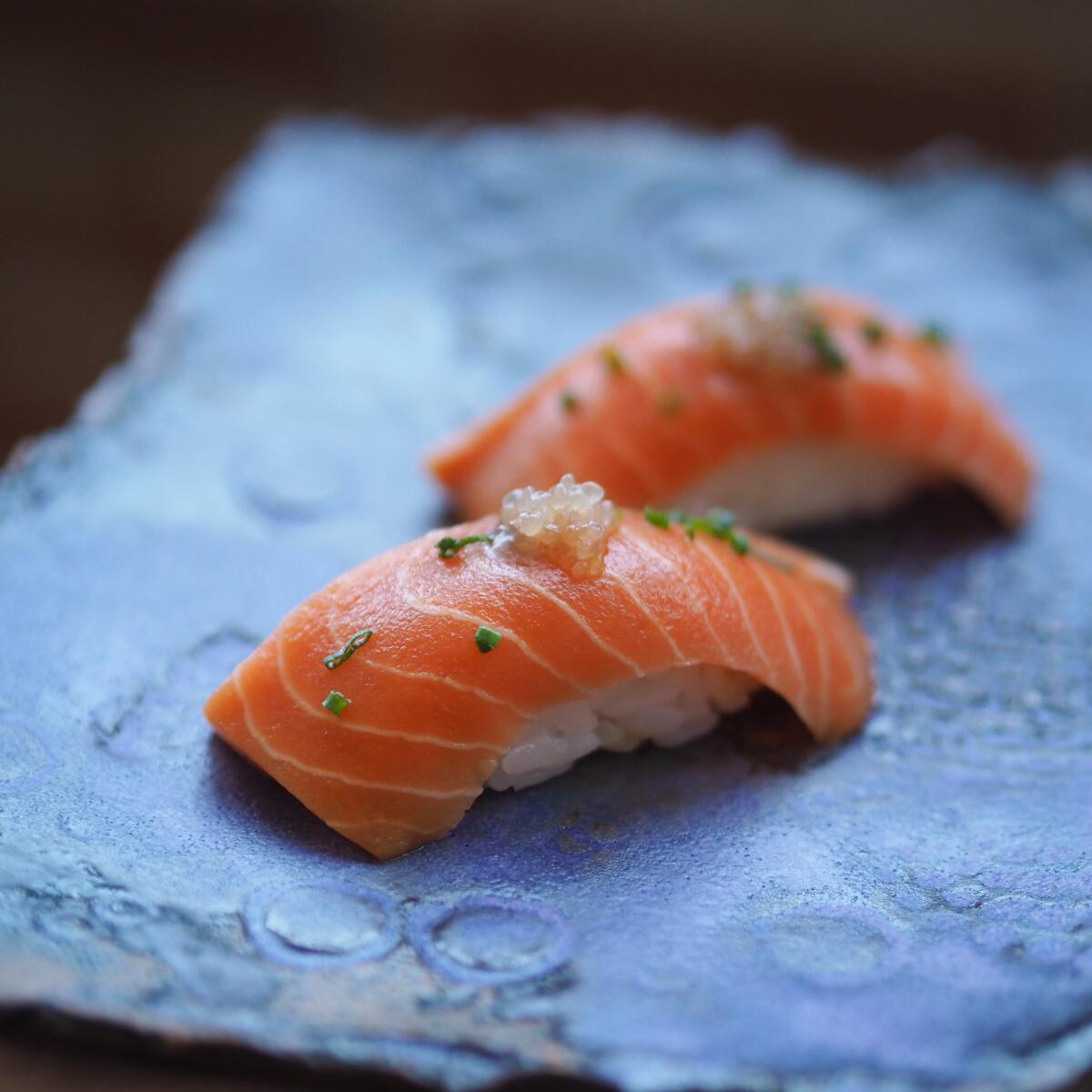 Sushi with WildType's cultured salmon